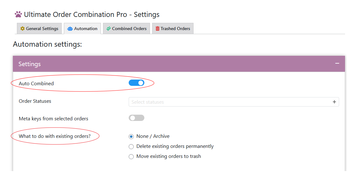 Trashed orders > Restore/Delete permanently.