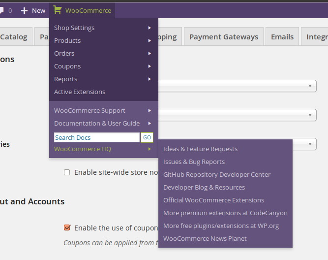 WooCommerce Toolbar / Admin Bar Addition in action - more WooCommerce related resources. ([Click here for larger version of screenshot](https://www.dropbox.com/s/n9da4a0o8x98bit/screenshot-4.png))