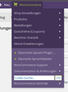WooCommerce Toolbar / Admin Bar Addition in action - with German translation active, and [German language plugin](http://wordpress.org/plugins/woocommerce-de/) support. ([Click here for larger version of screenshot](https://www.dropbox.com/s/1cooj8uh52liei8/screenshot-5.png))