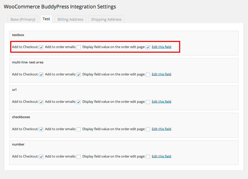 **Manage BuddyPress xProfile Fields** - Add BuddyPress xProfile user fields to the WooCommerce checkout