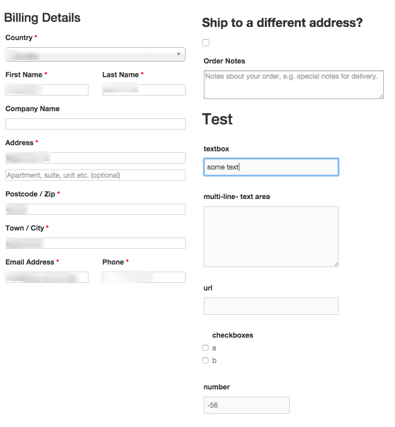 **Checkout Example** - This is how it looks when you add BuddyPress User Fields to the checkout.