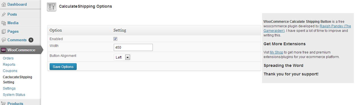 This is admin setting for this plugin.