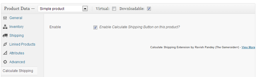 Admin option for single product.