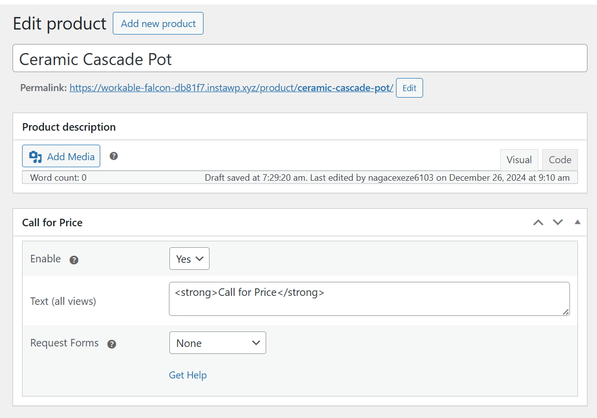 Call for Price on variable products.