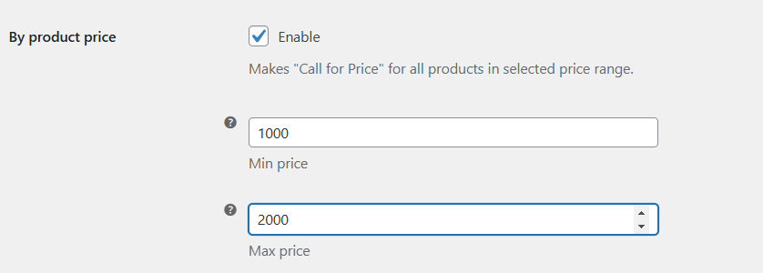 Call for Price by product categories.
