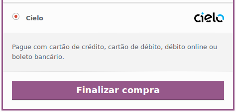 Exemplo do método de pagamento na página de finalização do pedido.