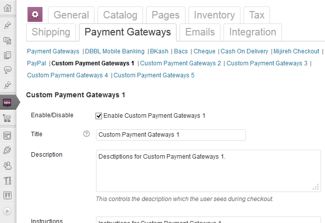 Configure Woocommerce > Settings > Payment Gateways.