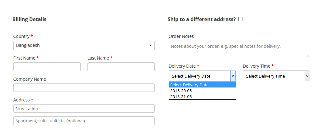 The Delivery date field will be visible on checkout page, according to the settings.