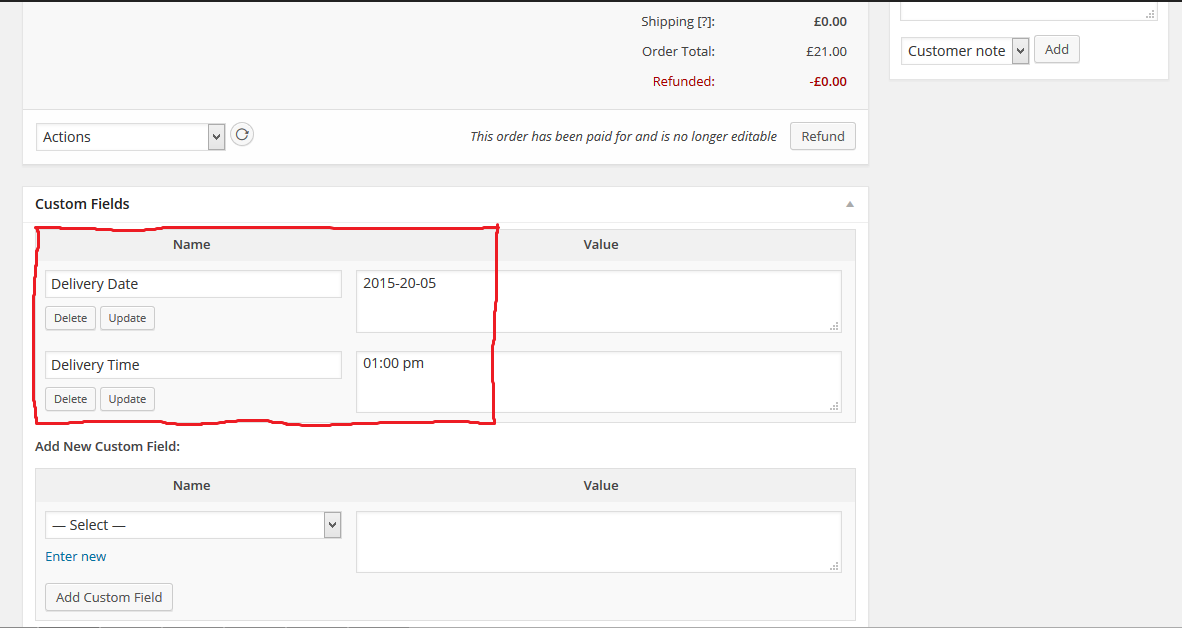 The selected delivery date will be shown in "Custom Fields" in Sales Log.