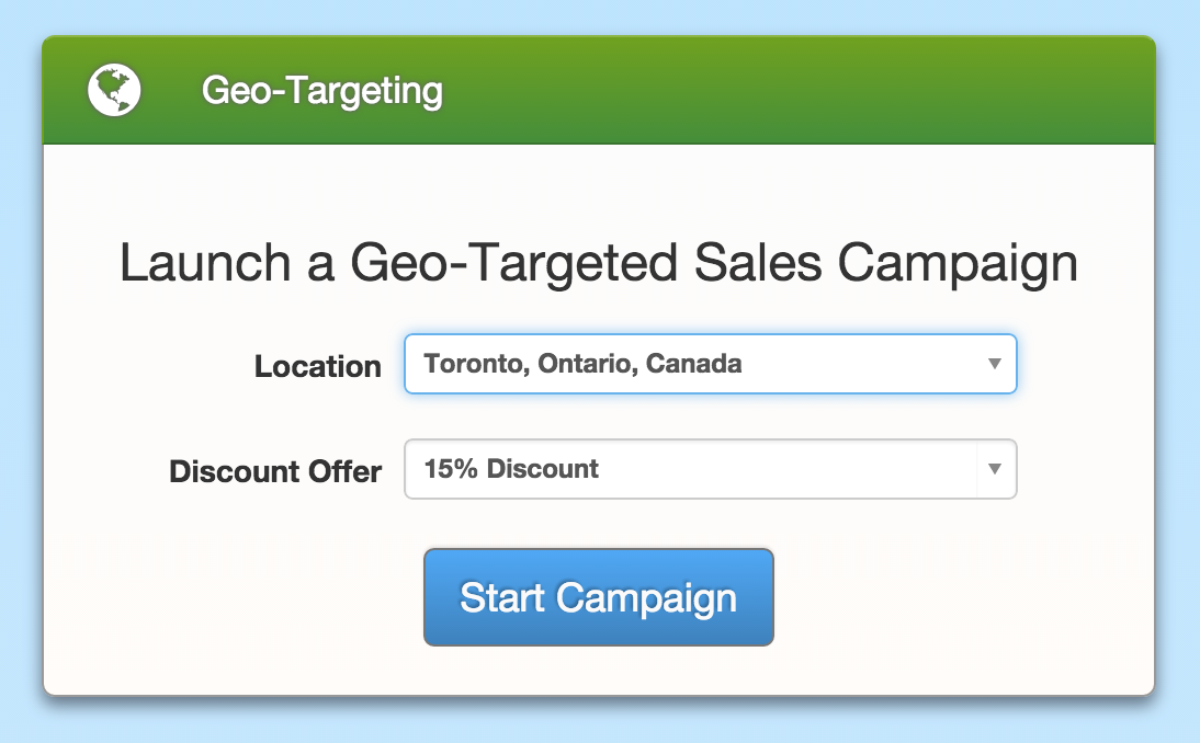 Launch geo-targeted sales campaigns with a single click