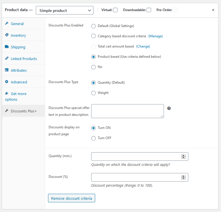 Cart Amount Based Criteria