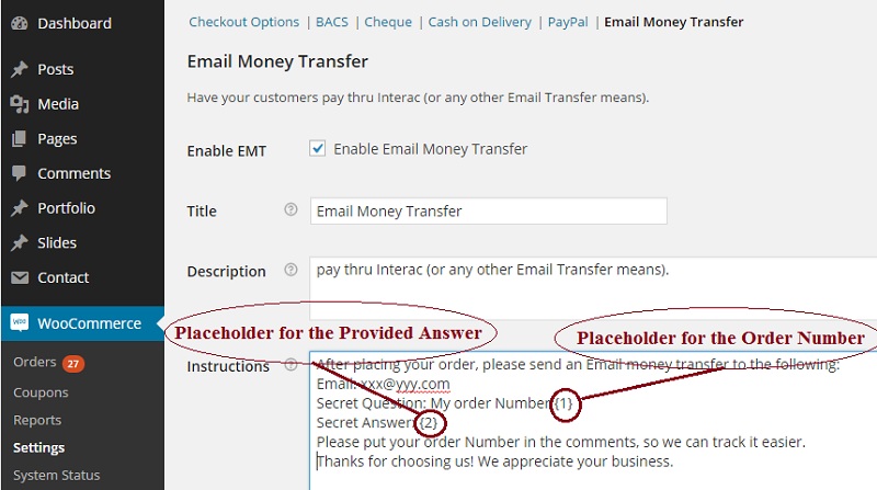 Where to modify the instructions shown to the buyer.