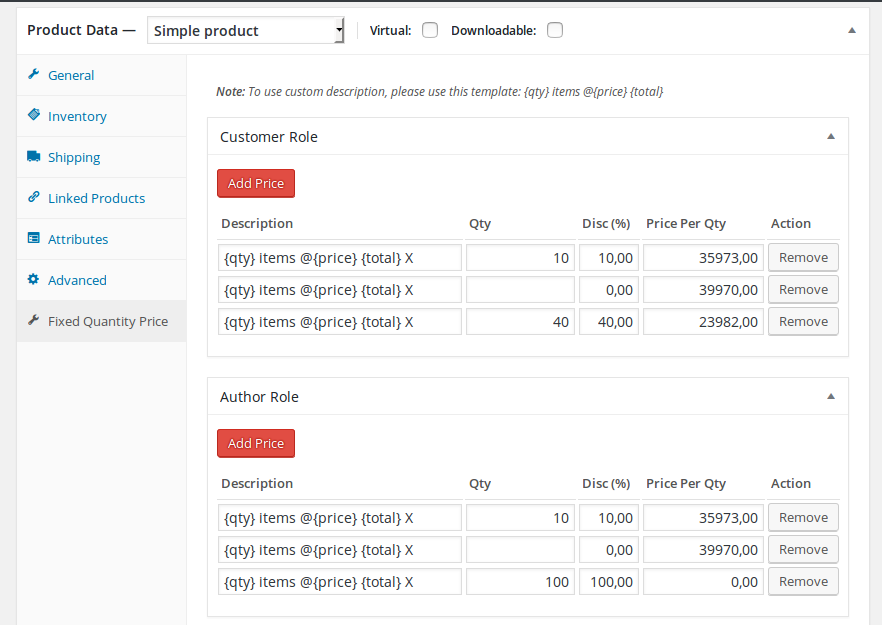 admin product screen