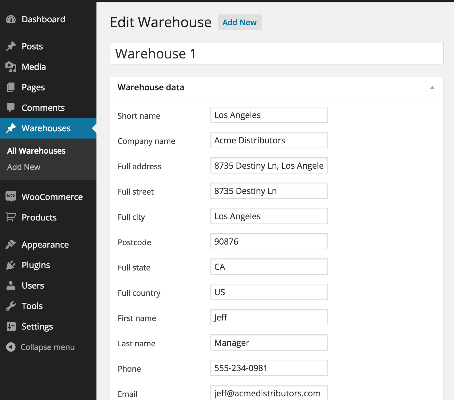 Setup multiple warehouse origins