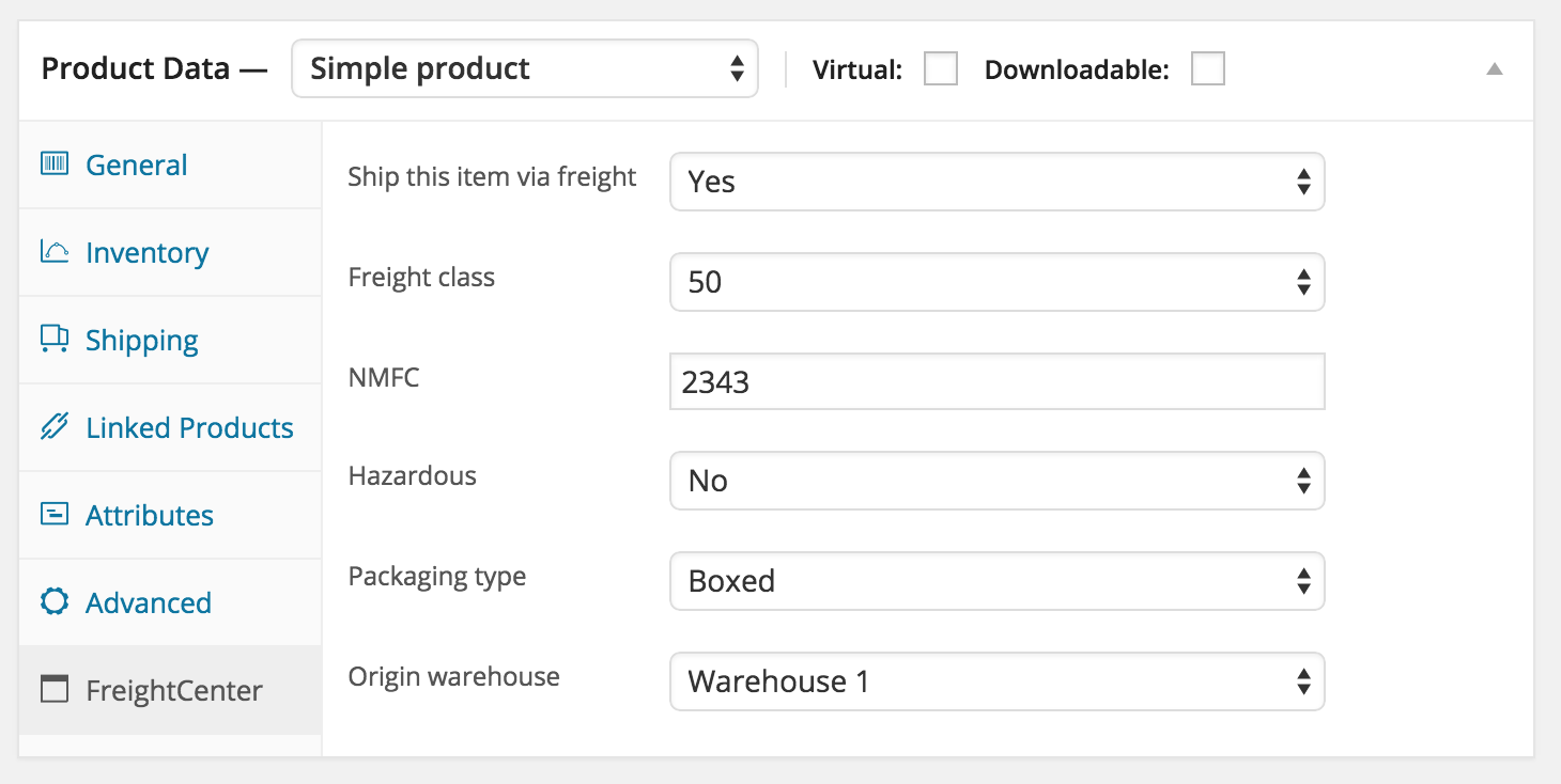 Per-product shipping settings