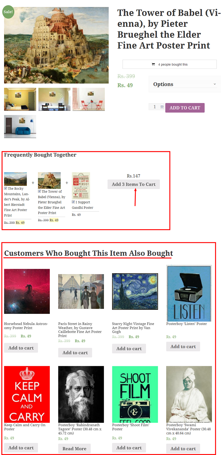 "Frequently Bought Together" and "Customers Who Bought This Item Also Bought"  on product detail page.