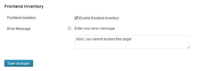 Custom error message in settings.