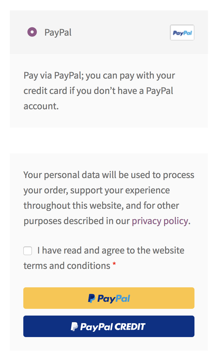 Choose PayPal from regular checkout page.