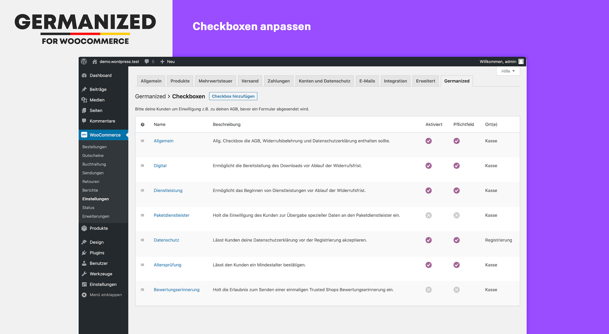 Germanized for WooCommerce Legal Checkboxes UI