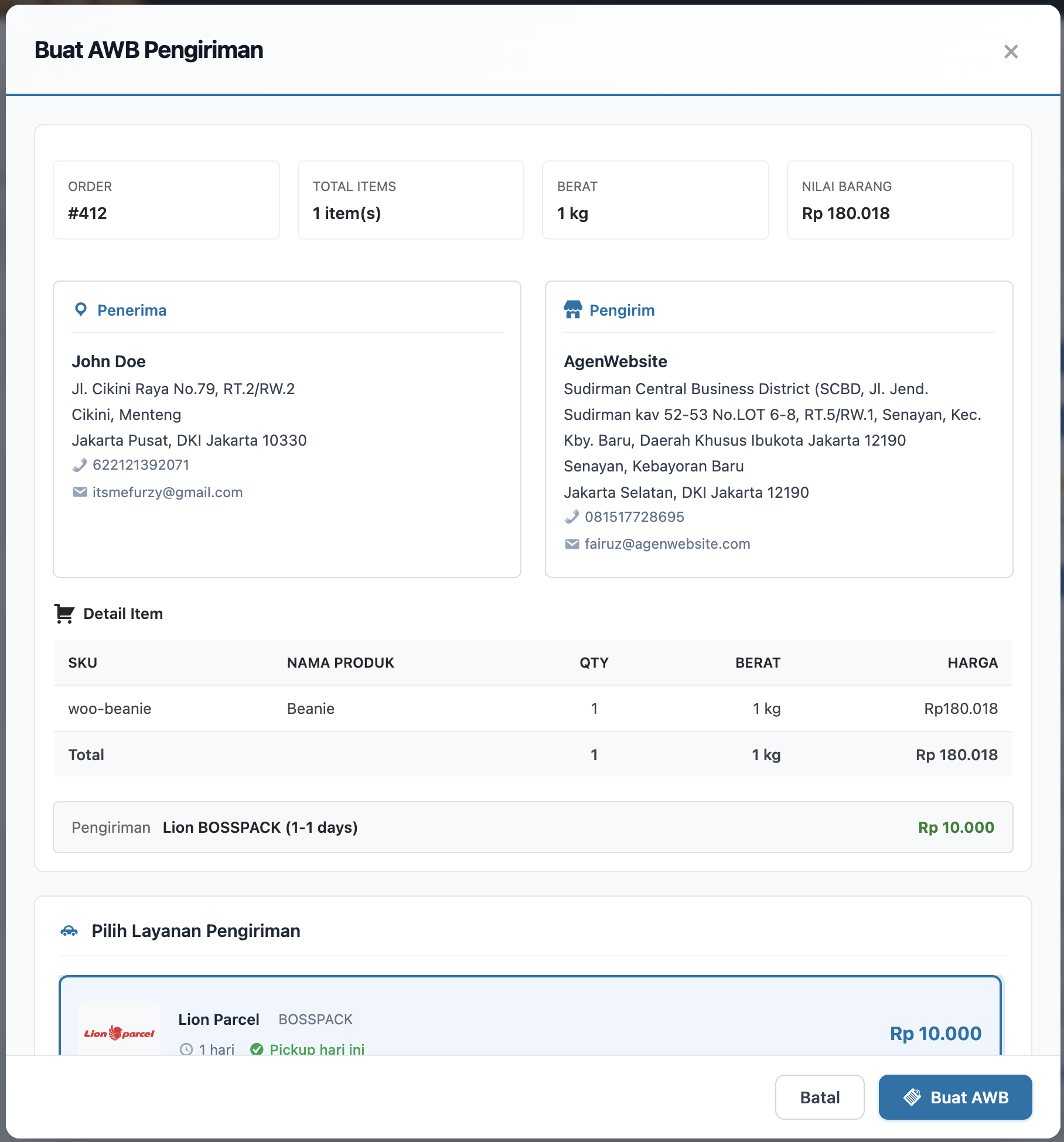 Pengiriman internasional dengan POS dan JNE