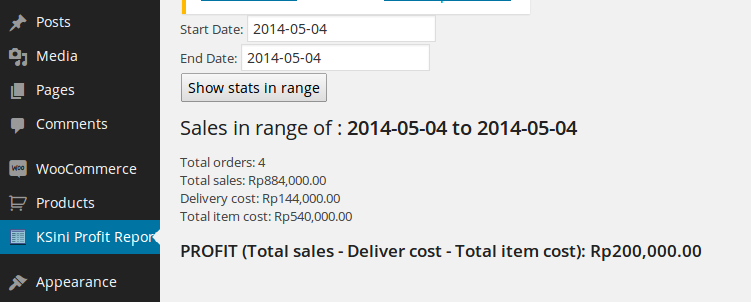You can view the statistic here, through menu "Ksini Profit Report".s