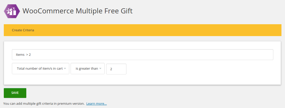 Gift criteria