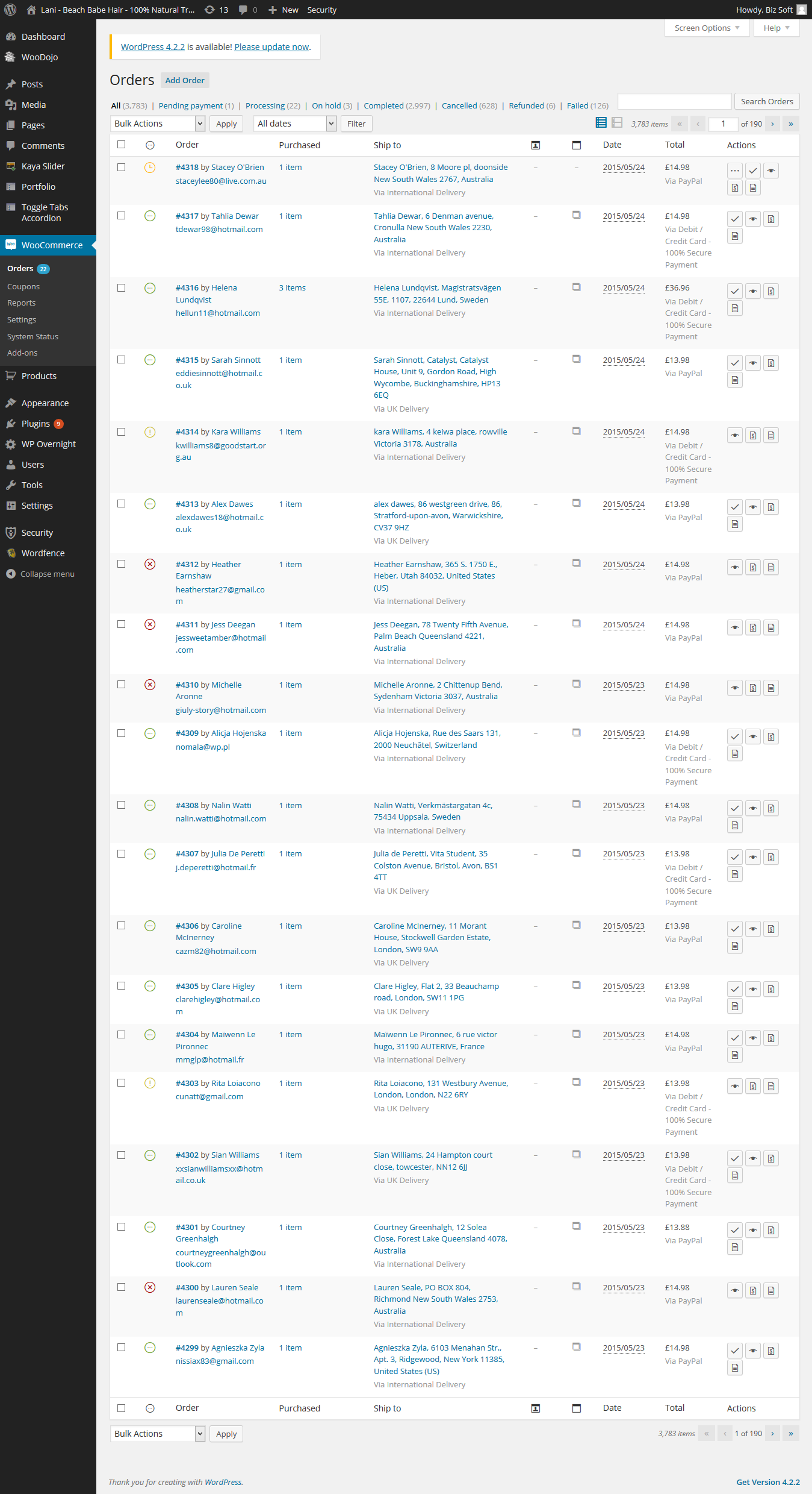 Woocommerce Order address Print Order List.