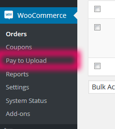 Woocommerce Pay To Upload - Admin Menu