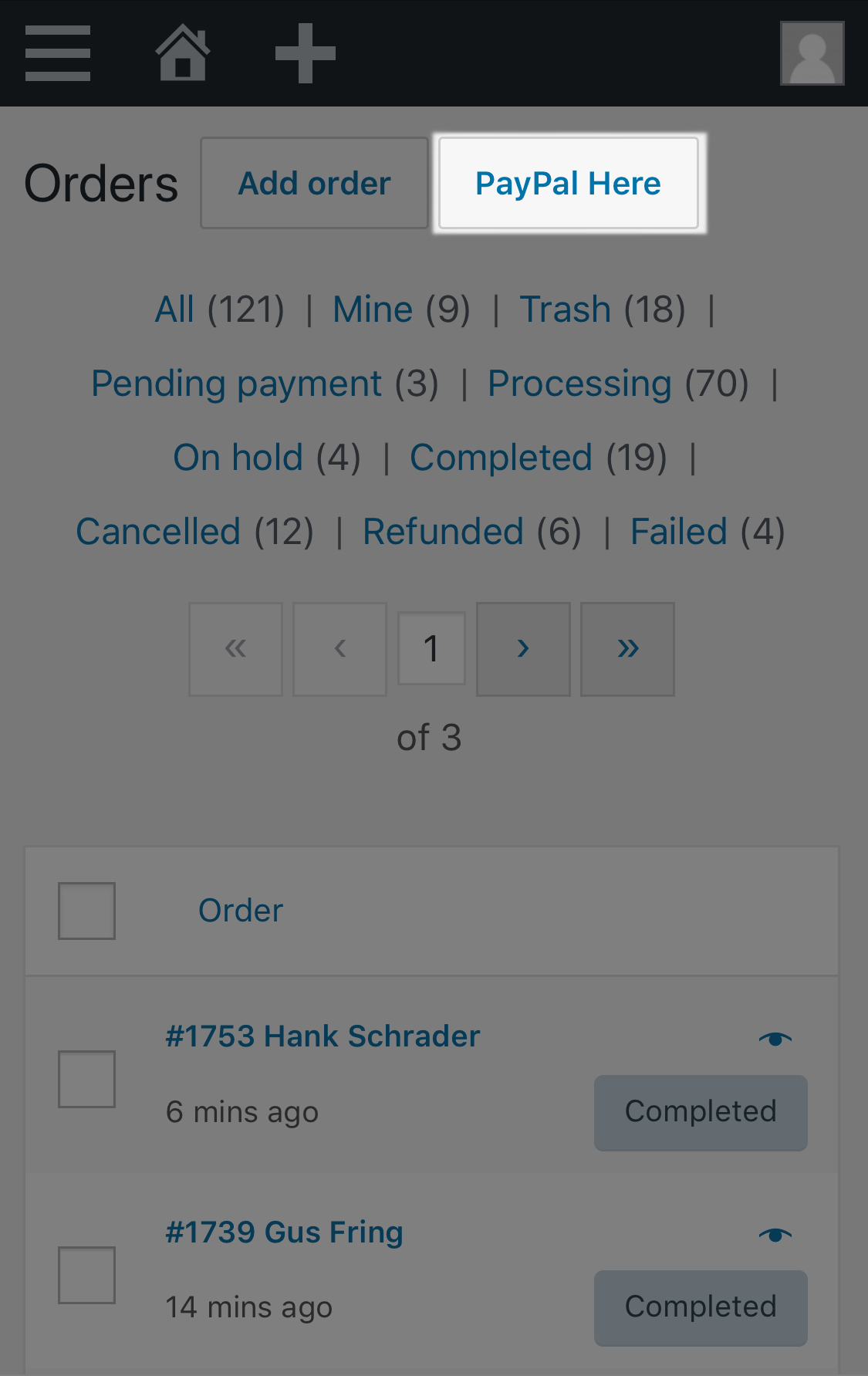 Start a new order on mobile.