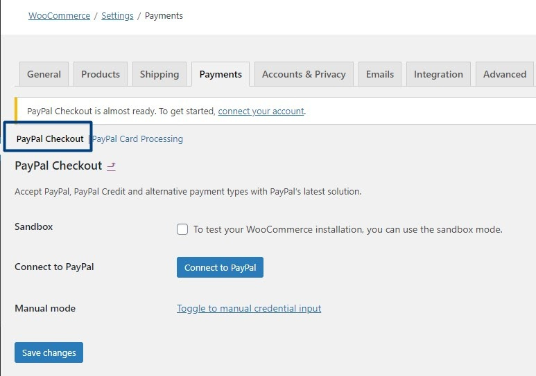 Click "Connect to PayPal" to link your site to your PayPal account.