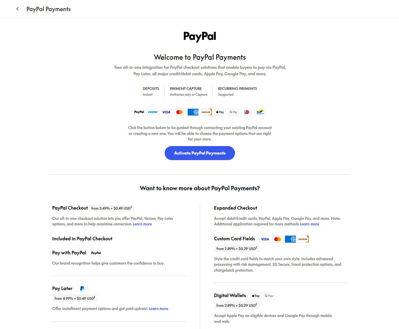 Click "Connect to PayPal" to link your site to your PayPal account.