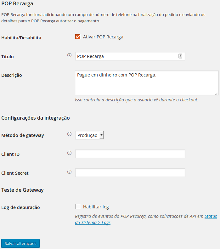Configurações