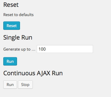 Generator actions, single and continuous product generation runs.