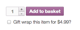 The customisable gift message and checkbox