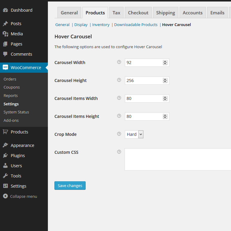 Plugin editing interface.