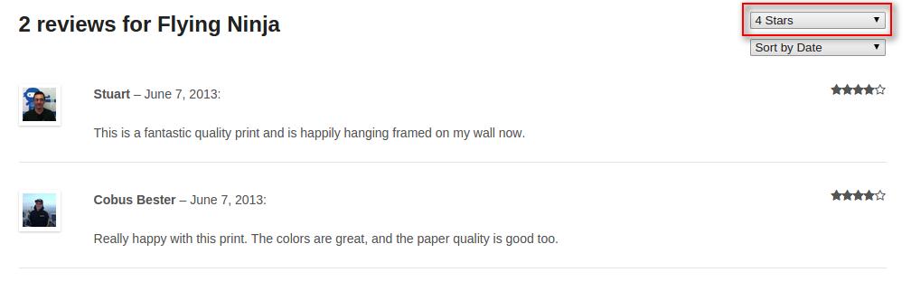 Some reviews with 4 star is selected.