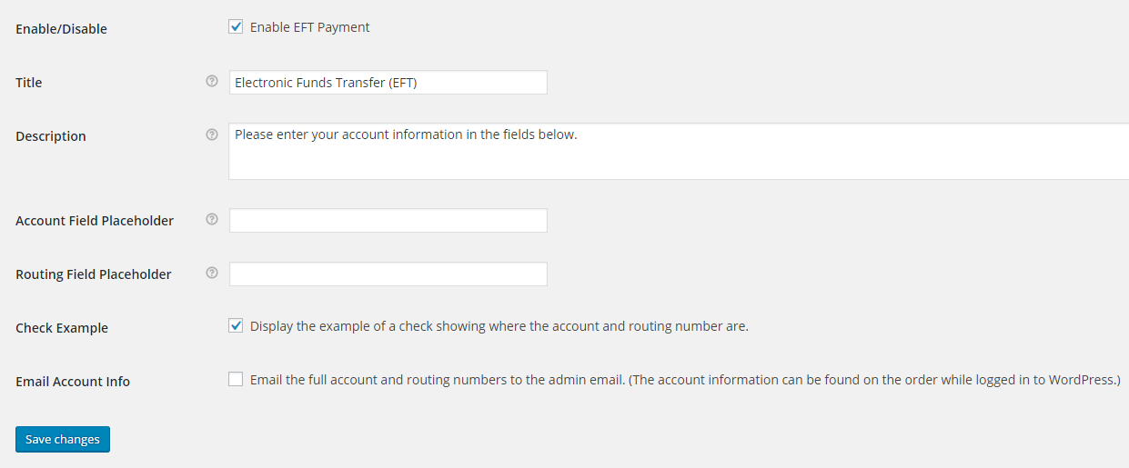 Admin options
