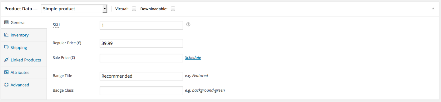 Admin area in product detail