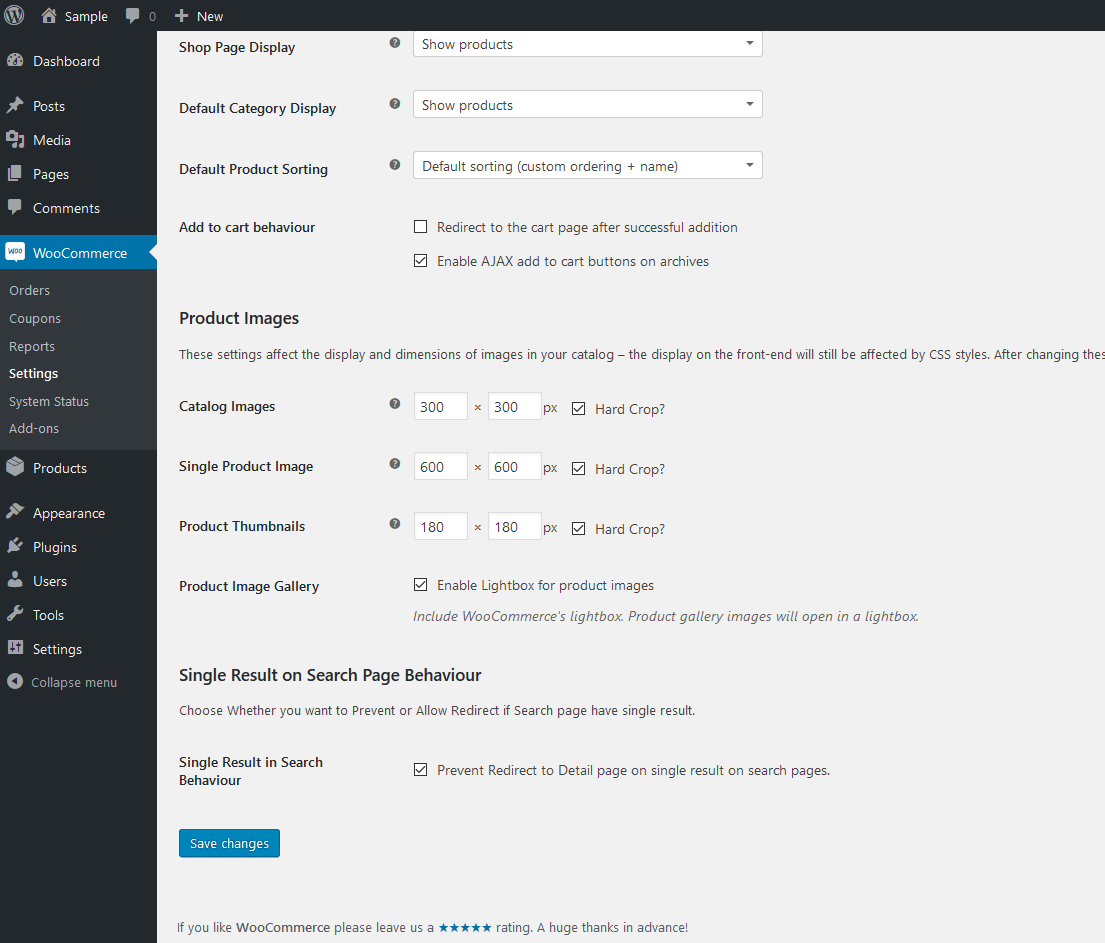 Enable/Disable redirection on single product search page.