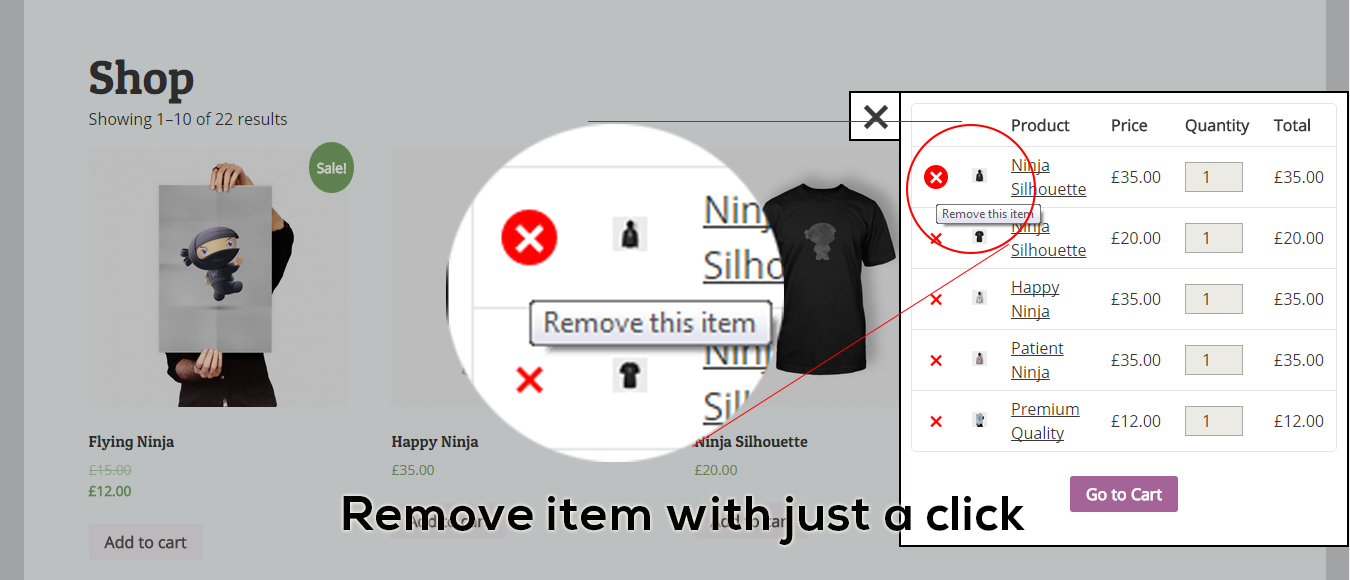 Delete items with just a click