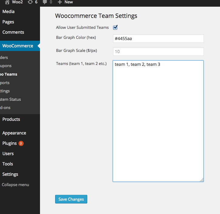 The WooCommerce Teams Configuration Interface