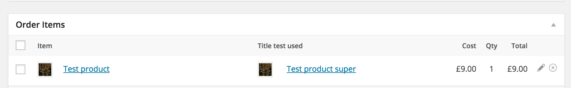 Shows which title split test is used for each order item