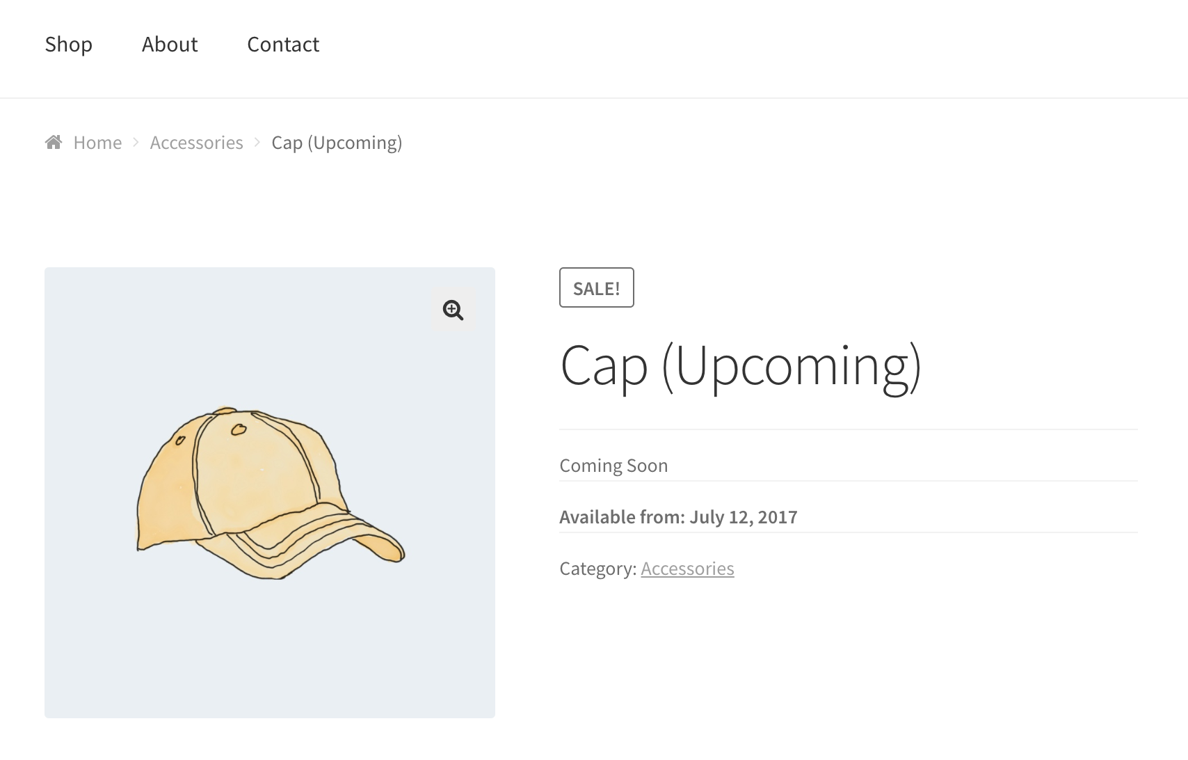 Upcoming product single page view