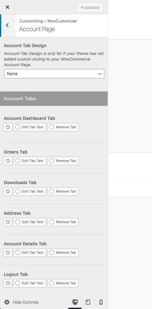 **WooCommerce User Account Page** - Edit user account page design & tab text or headings for each Account page.