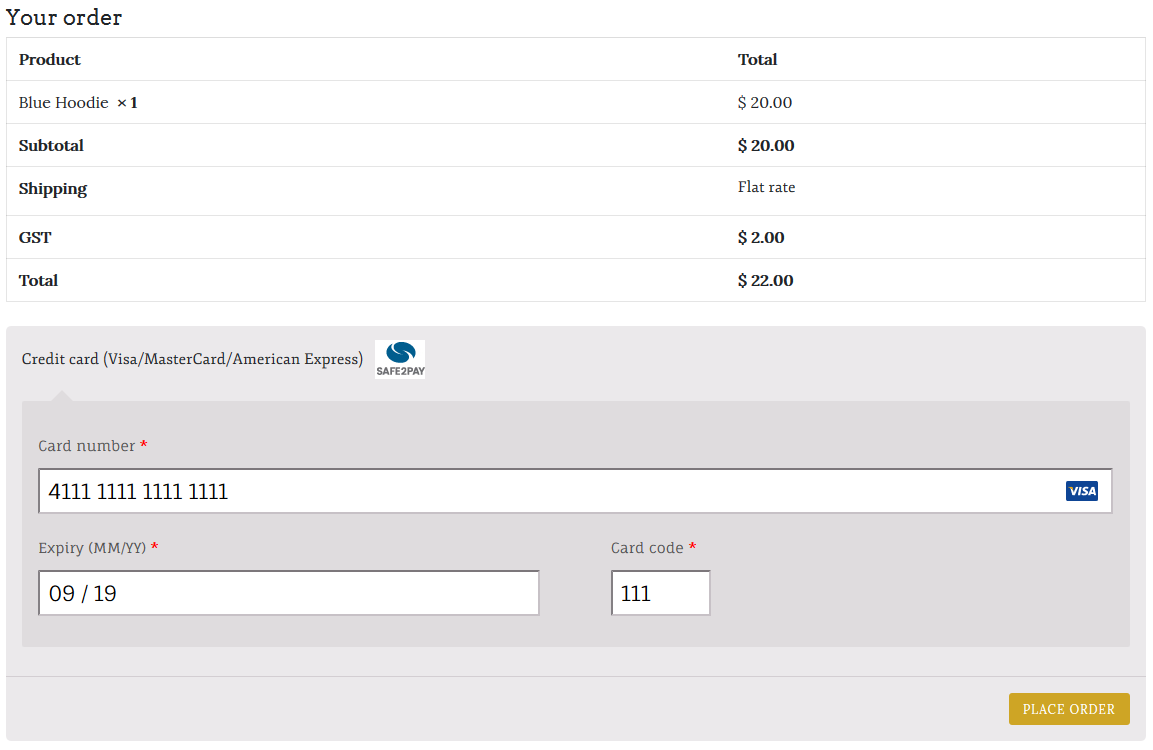 Front-end credit card prompt (the look and feel of this page depends on your theme)