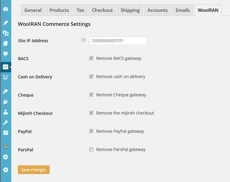 WooIRAN Commerce settings