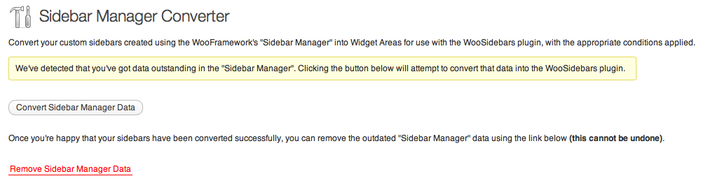 The Sidebar Manager converter screen.