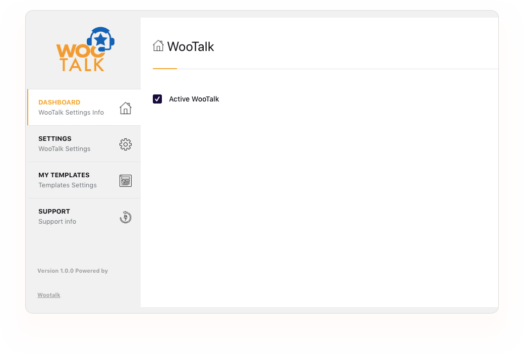 After activate this plugin go to Wootalk plugins and click on active button.