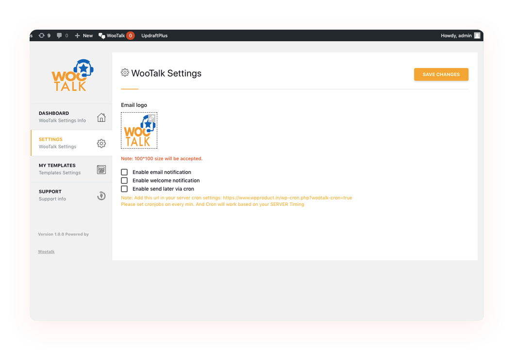 update email template logo and order email notification from settings tab.