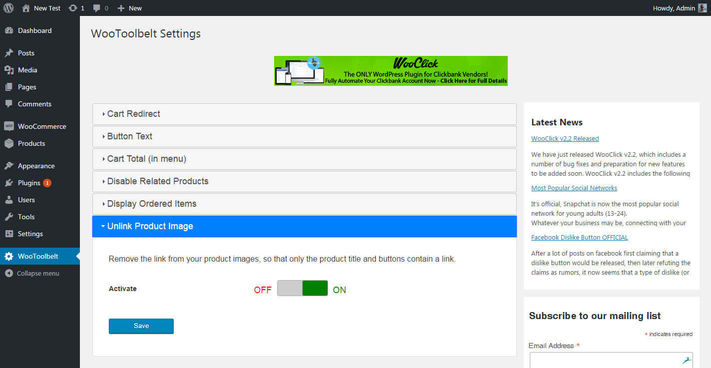 Unlink Product Image Settings